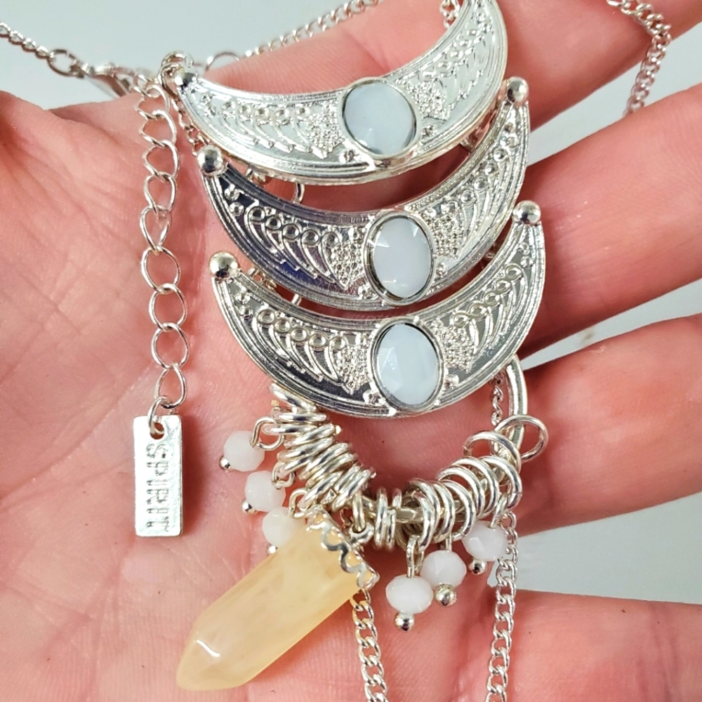 New Spirit Opalesque Triple Moon Crystal Necklace.